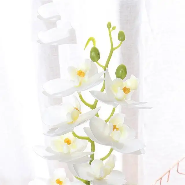 Artificial Orchid Stems Real Touch Latex Phalaenopsis Branches Faux Cymbidium Flowers Large Petals