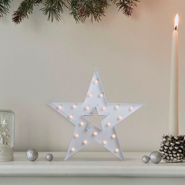 Battery Operated Led Lighted Christmas Star Marquee Sign Warm White