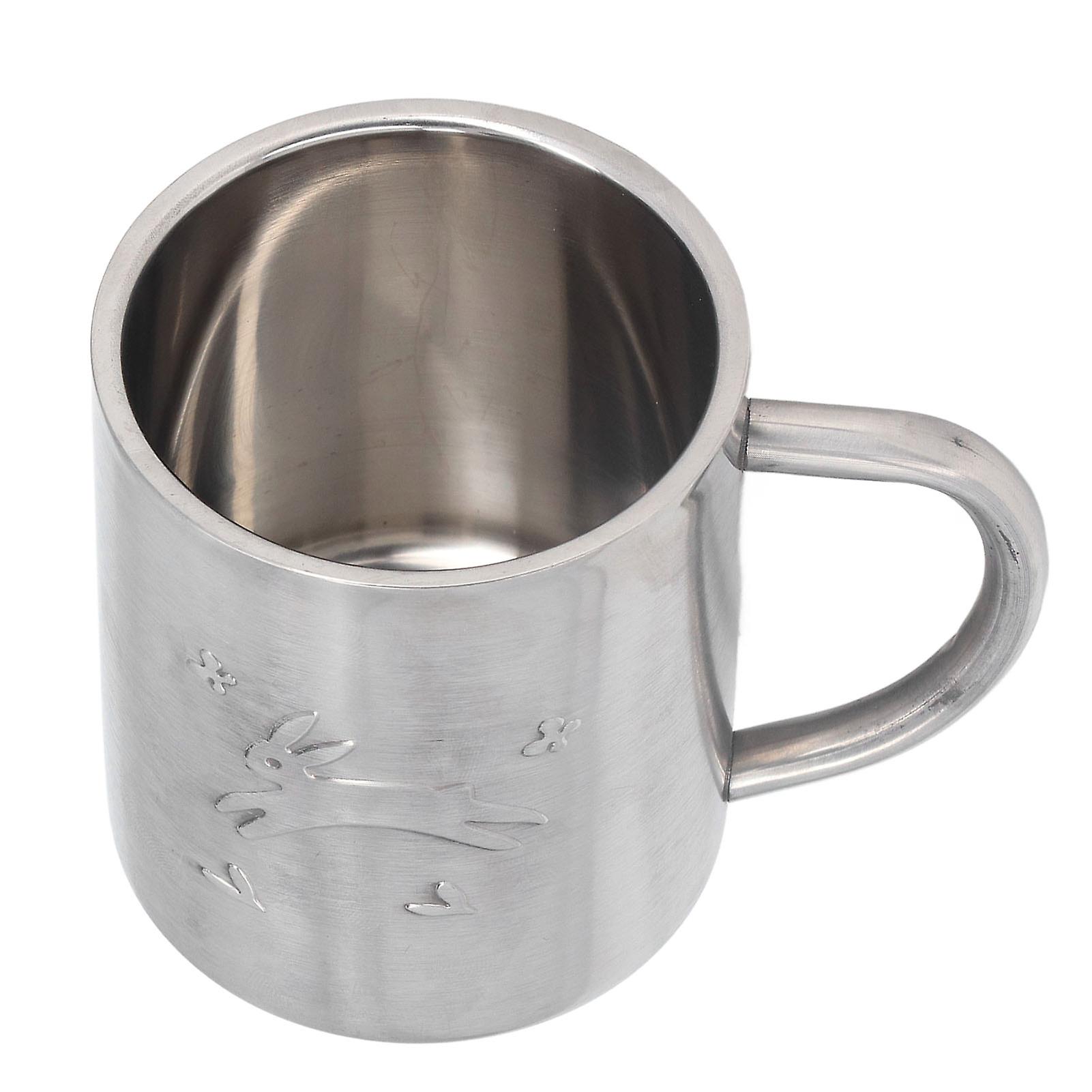 220ML Stainless Steel Mugs Easy to Clean Double Walled Coffee Mugs with Comfortable Handle for Office Student Children