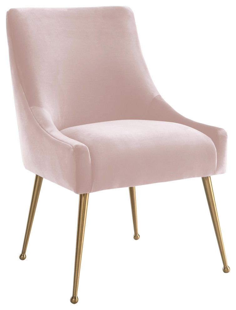 Beatrix Blush Velvet Side Chair   Midcentury   Dining Chairs   by IsabellesLightingcom  Houzz