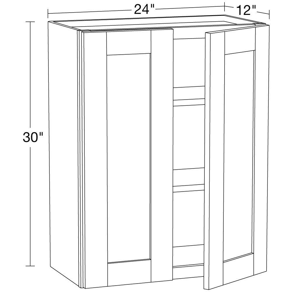 Home Decorators Collection Washington Vesper White Plywood Shaker Stock Assembled Wall Kitchen Cabinet Soft Close 24 in. x 30 in. x12 in. W2430-WVW