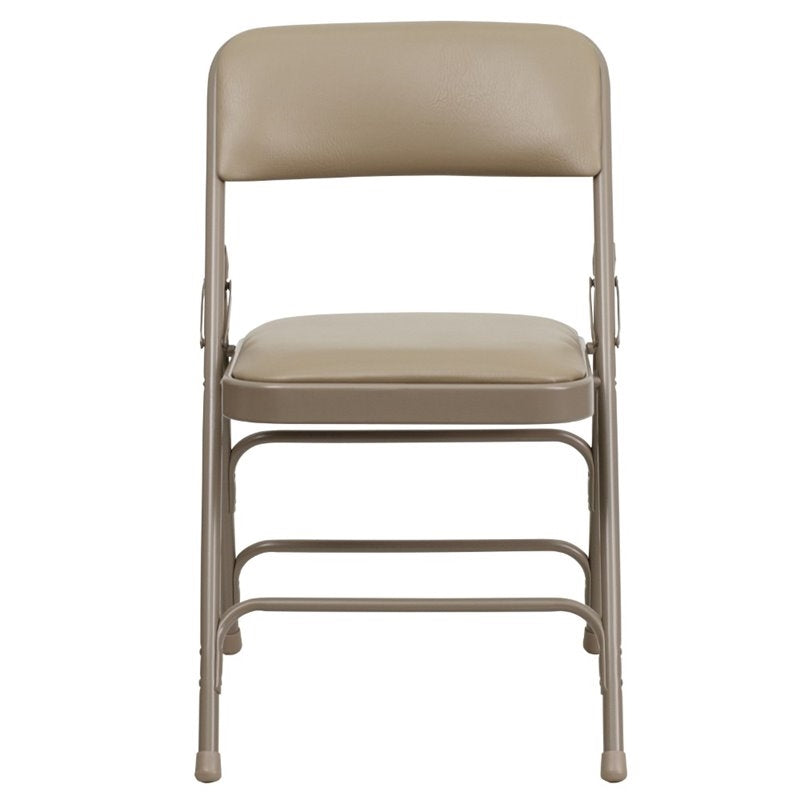 Bowery Hill 17.5'' Vinyl/Steel Metal Heavy-Duty Folding Chair in Beige