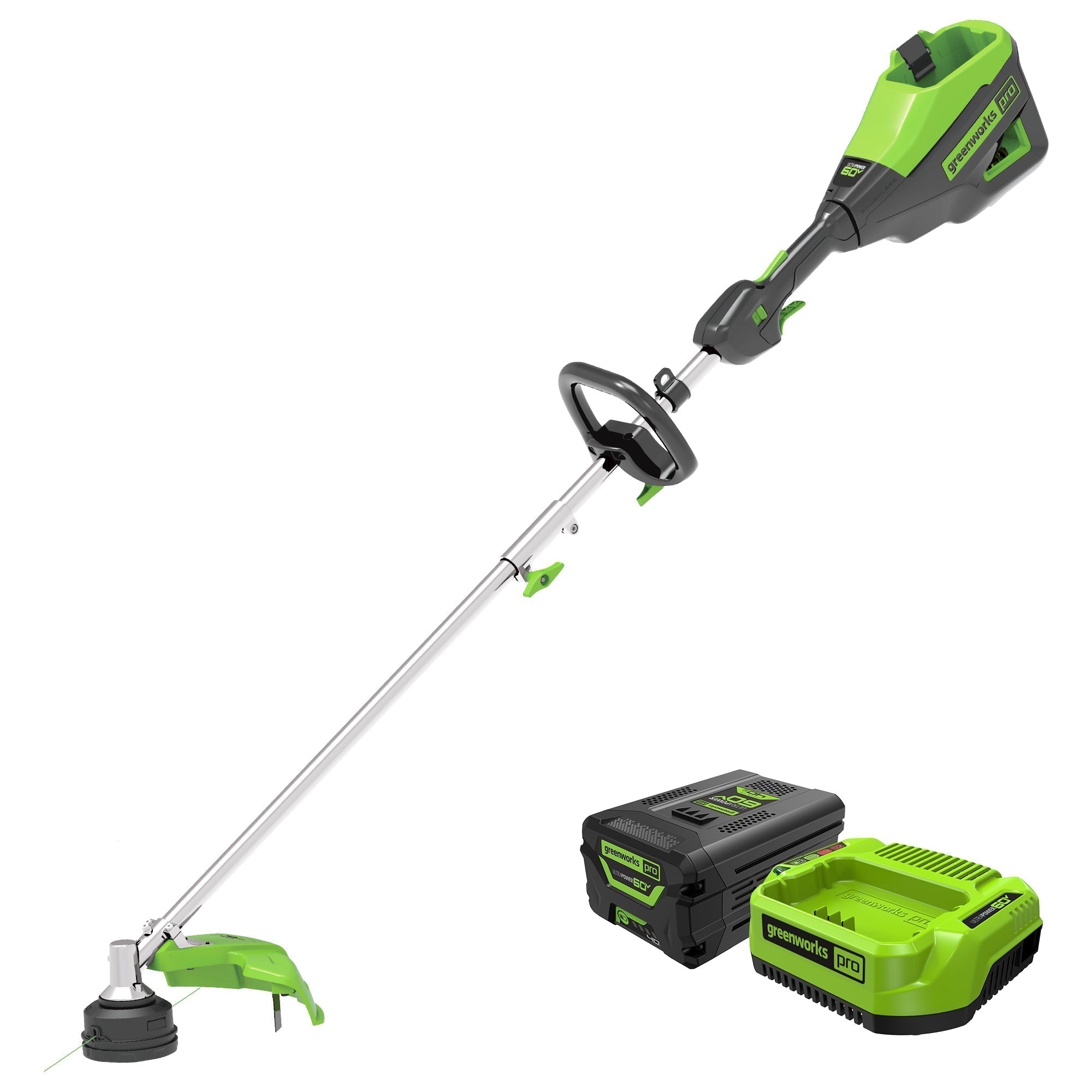 60V 16'' String Trimmer  5-Piece Attachment Combo Kit w/ Battery，  Charger | Greenworks Tools