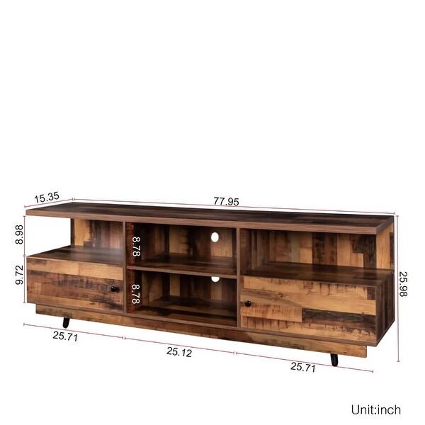 TV Stand Entertainment Center Console Table with 2 Doors and 4 Open Shelves - 83 inches in width