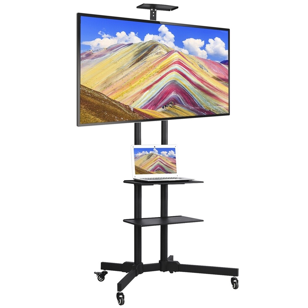 Yaheetech Height Adjustable Rolling TV Stand TV Cart for tvs 32'' 75''