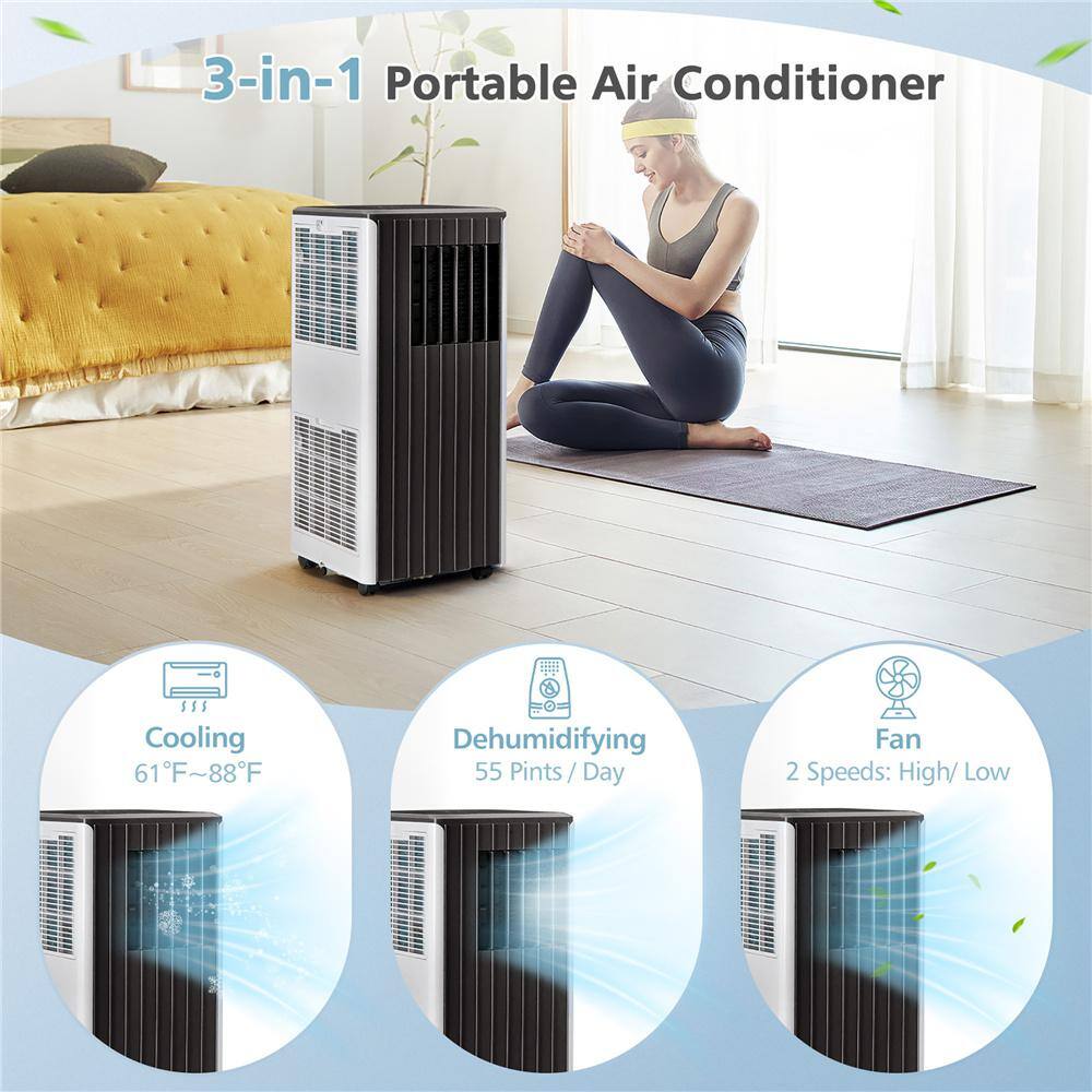 Costway 10000 BTU Portable Air Conditioner AC Unit 3-in-1 Cools 350 Sq. Ft. with Dehumidifier Remote in Black FP10347US-BK