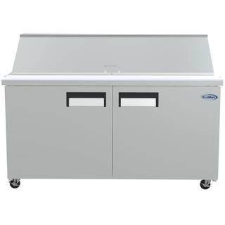 Koolmore 60 in. W 15 cu. ft. Refrigerated Food Prep Station Table with Mega Top Surface in Stainless Steel RPT60-2D-MT