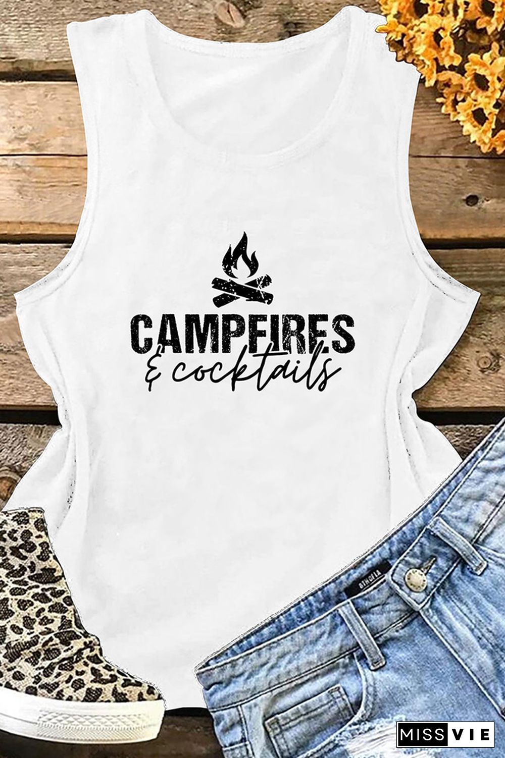 Camping Print Tank Top