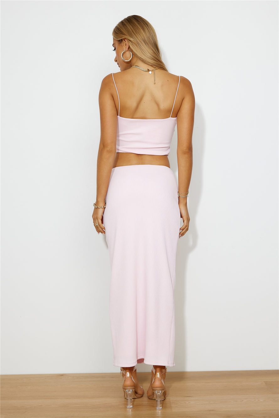 Effortless Cool Girl Midi Skirt PINK