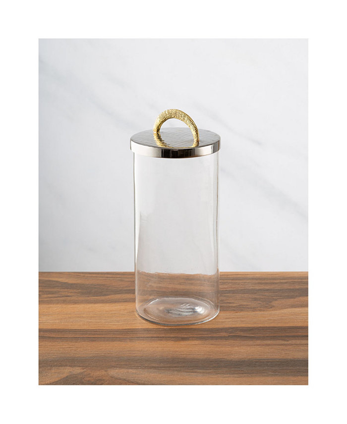 Classic Touch Medium Glass Canister with Stainless Steel Lid and Handle