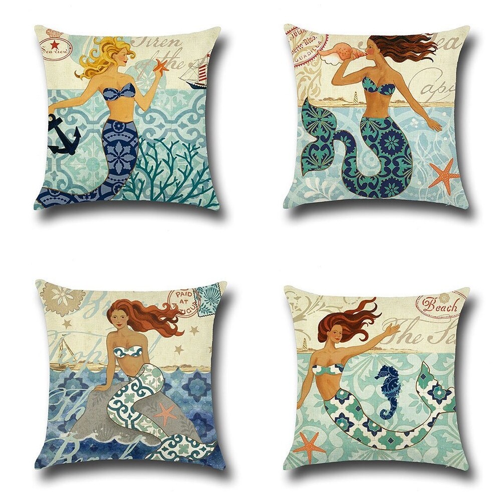 Mermaid Beach Décor Throw Pillow Case