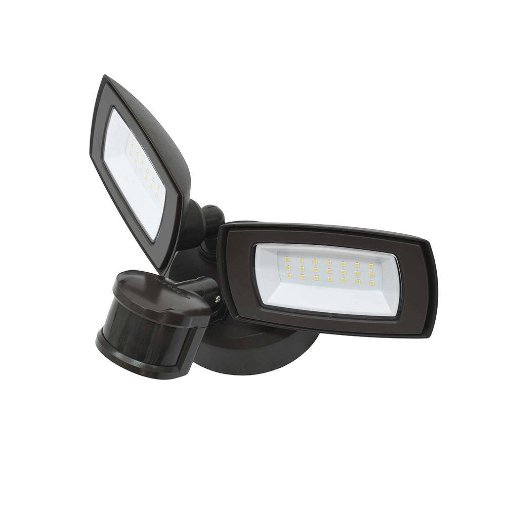 Commercial Electric 150W Equivalent Bronze Outdoor Integrated LED Twin Head Motion-Activated Security Light 3000 Lumens FSXD30-MS-4K-BZ