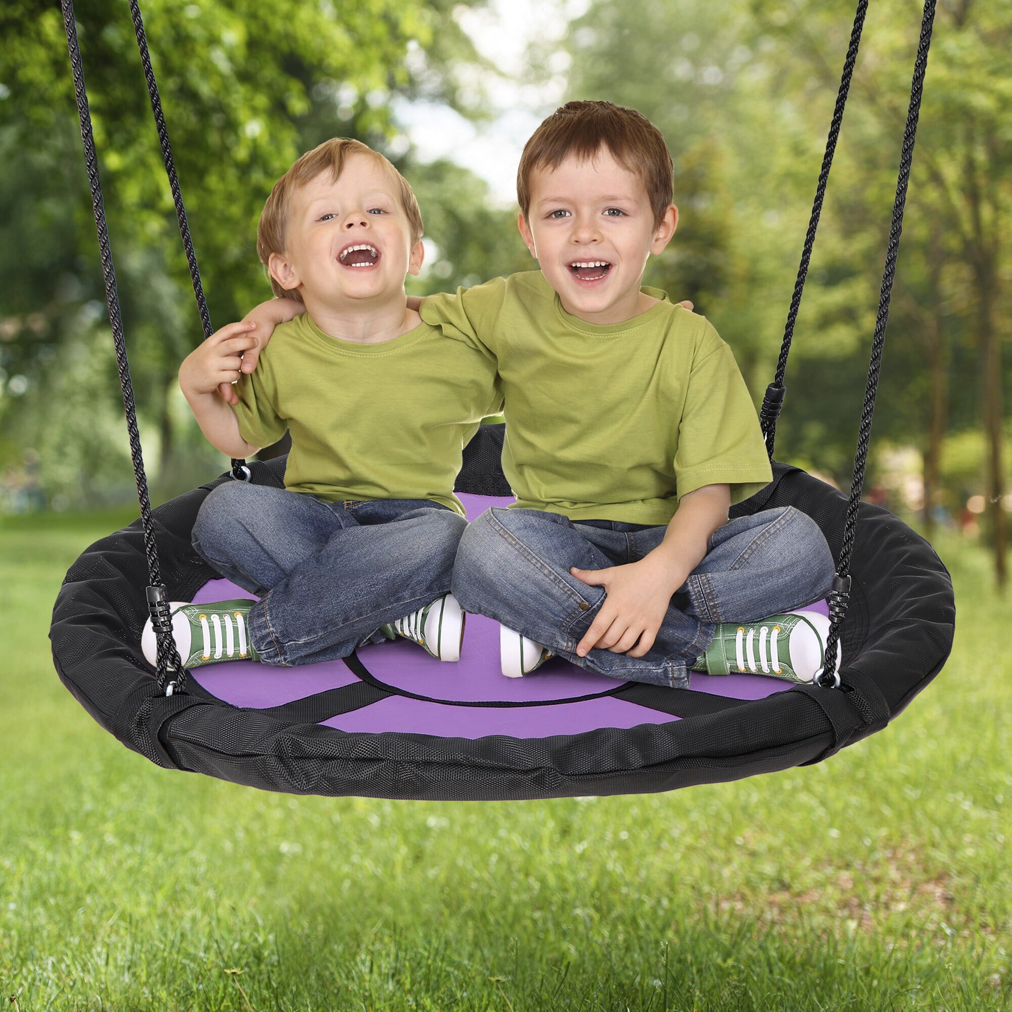 ZENY 40-inch Waterproof Saucer Web Swing Saucer Tree Swing with Tree Rope， Purple