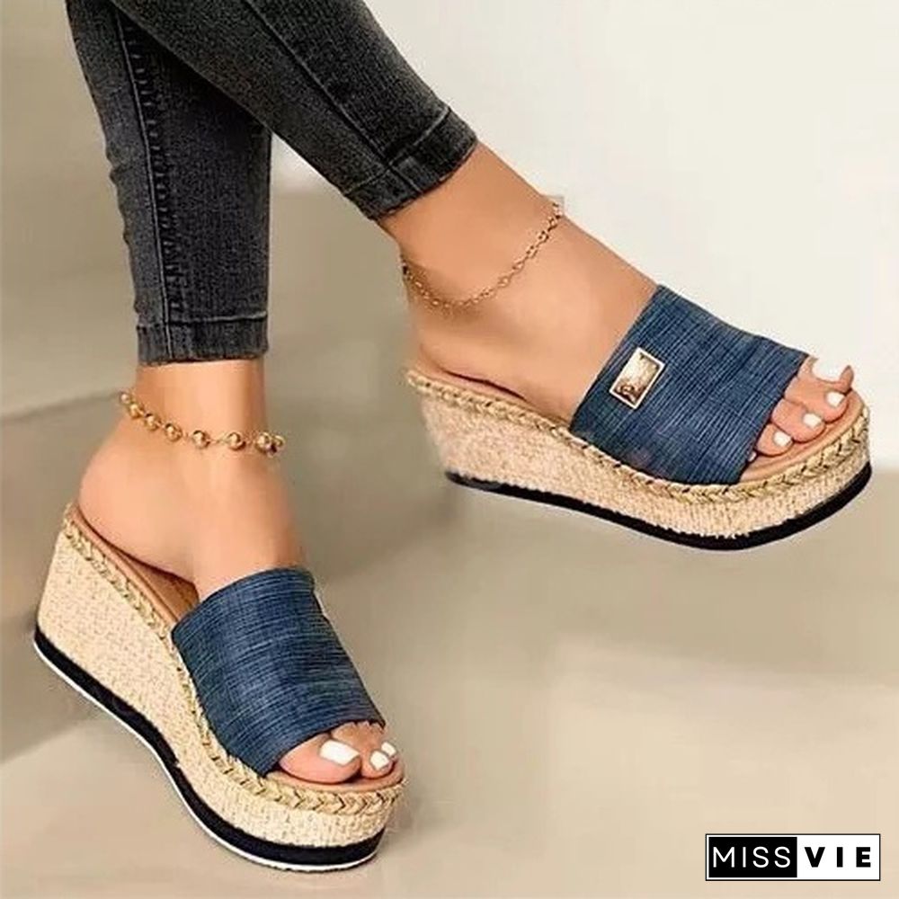 Summer Women Wedge Slippers Platform Flip Flops Soft Comfortable New Casual Shoes Outdoor Beach Sandals Ladies Slides