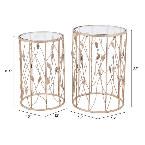 Set of 2 Sage Side Tables Gold - 15