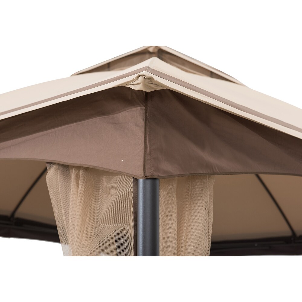 Sunjoy 10.5 ft. x 13 ft. Tan and Brown 2 tier Steel Gazebo