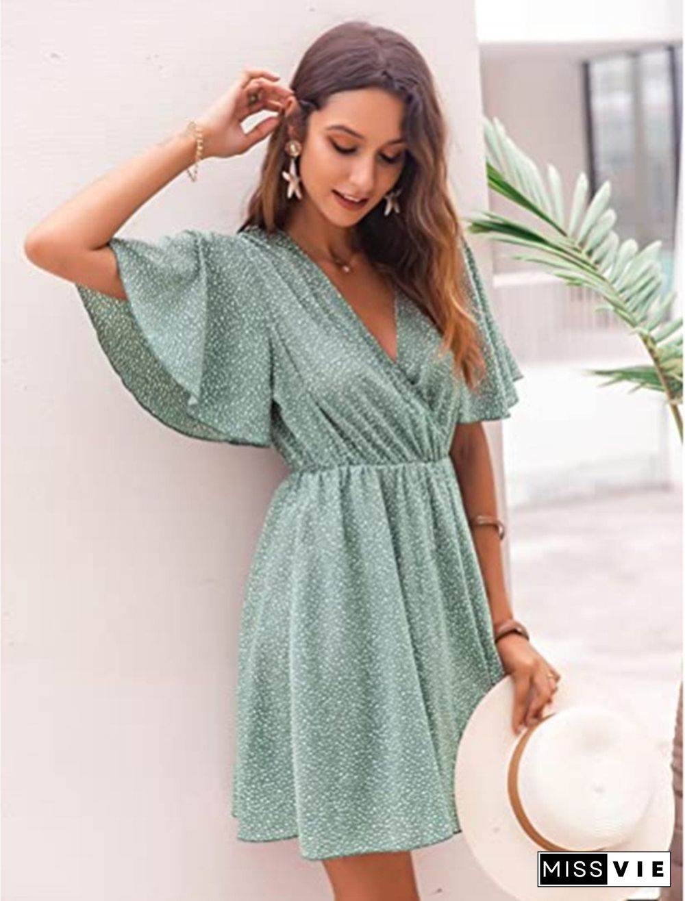 V-neck Short Sleeve Women's Dress