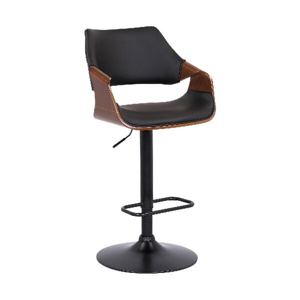 Adjustable Barstool with Faux Leather and Wooden Support