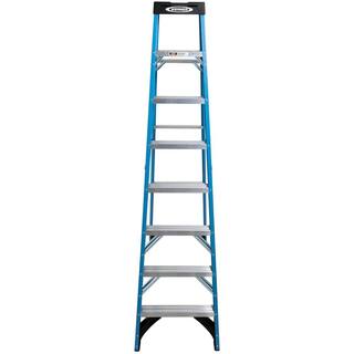 Werner 8 ft. Fiberglass Step Ladder with 250 lb. Load Capacity Type I Duty Rating FS108