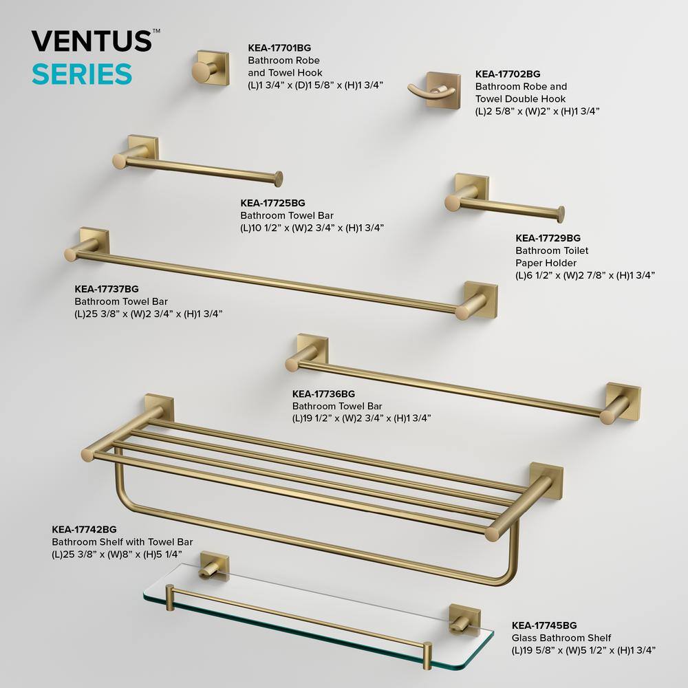 KRAUS Ventus Bathroom Shelf Towel Rack with Towel Bar in Brushed Gold KEA-17742BG