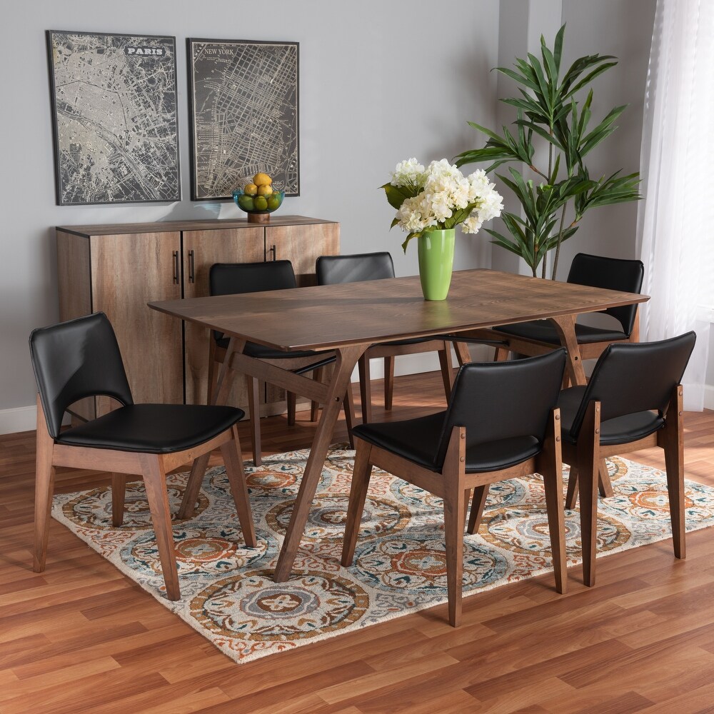 Afton Mid Century Modern 7 Piece Dining Set