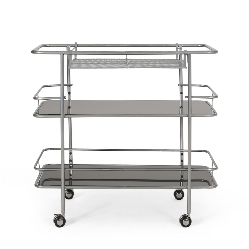 Bridger Modern 3 Tier Bar Cart with Glass Shelving by Christopher Knight Home   34.00\