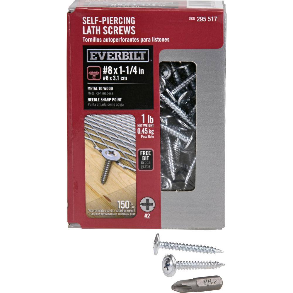 Everbilt #8 x 1-14 in. Phillips Drive Truss Head Lath Self Piercing Sheet Metal Screw 1 lb.-Box (150-Piece) 117282