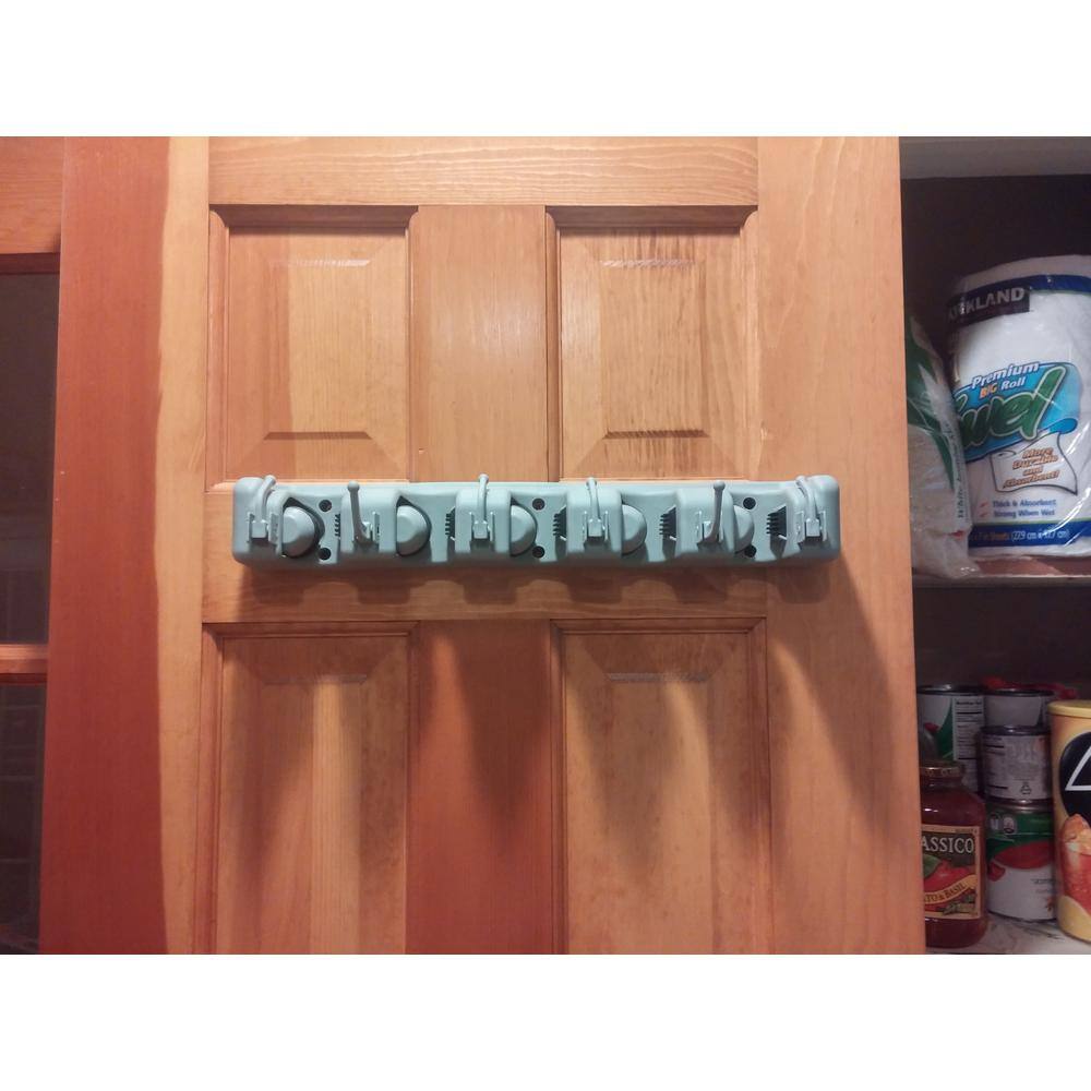 Sorbus Wall Mounted Broom Mop and Other Items with 6 Hooks Storage Organizer MOP-HLDR