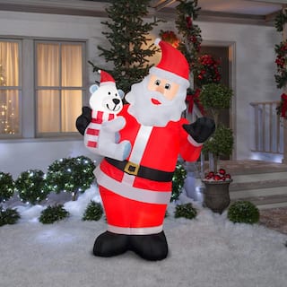 72.05 in. H x 26.77 in. W x 42.91 in. L Christmas Inflatable Animated Airblown-Swaying Santa wPolar Bear G-112753