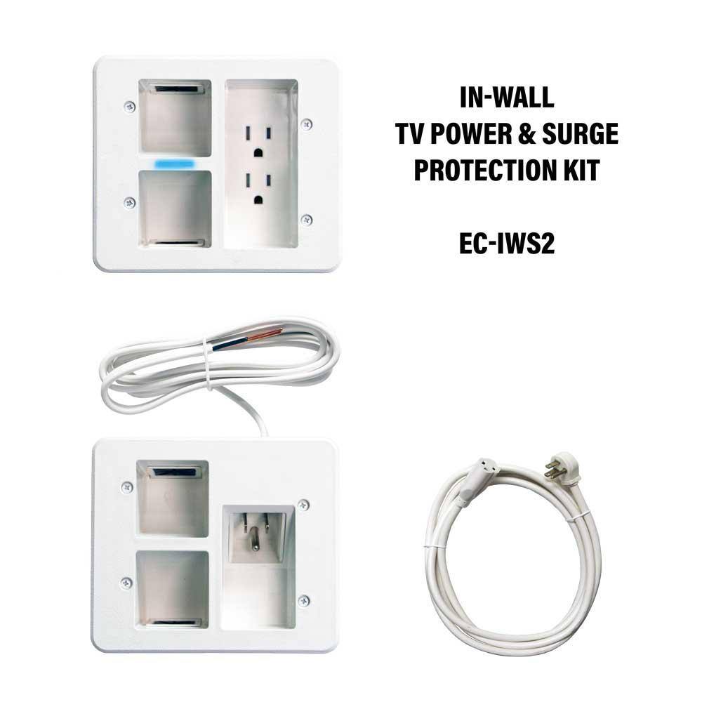 Epic Connect Flat Panel TV Surge Protected Power Relocation Organizer Kit EC-IWS2