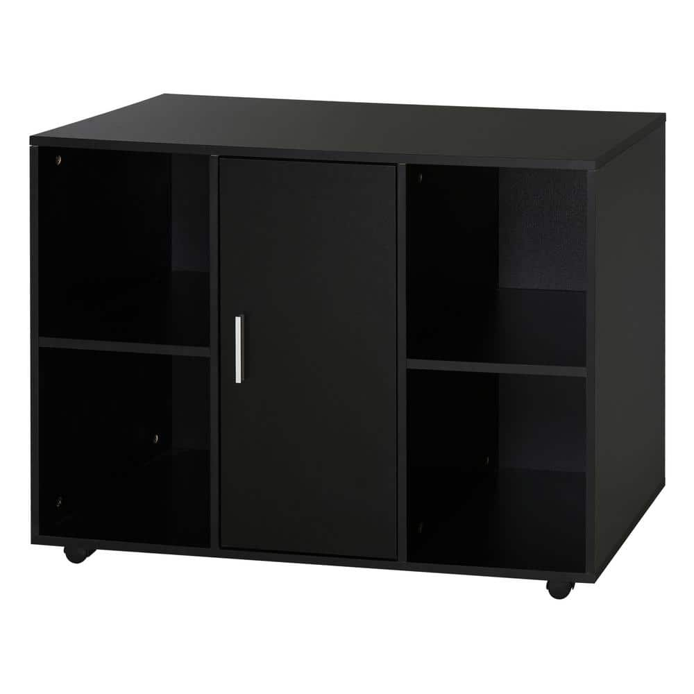 Vinsetto Black Particle Board Filing Cabinet Printer Stand with an Interior Cabinet 2-Shelves and Printers Scanner Area 924-014V80BK