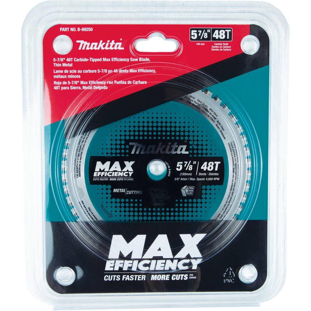 Makita 5-78 in. 48T Carbide-Tipped Max Efficiency Saw Blade Thin Metal B-69250