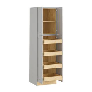 Home Decorators Collection Washington Veiled Gray Plywood Shaker Stock Assembled Utility Kitchen Cabinet Pantry 4 -Rot 24 in. x 84 in. x 24 in. U242484-4T-WVG