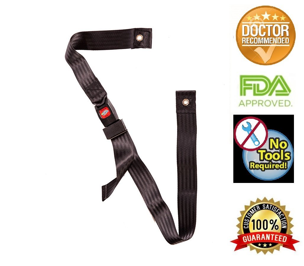 HEALTHLINE Wheelchair Strap Seat Belt， Wheelchair Safety Harness， Auto Style Belt with Metal Buckle up to 48