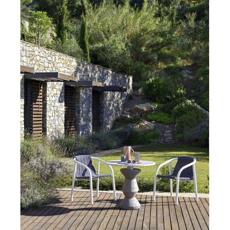 Table de jardin béton et marbre GERVASONI Inout 837， plateau réglable