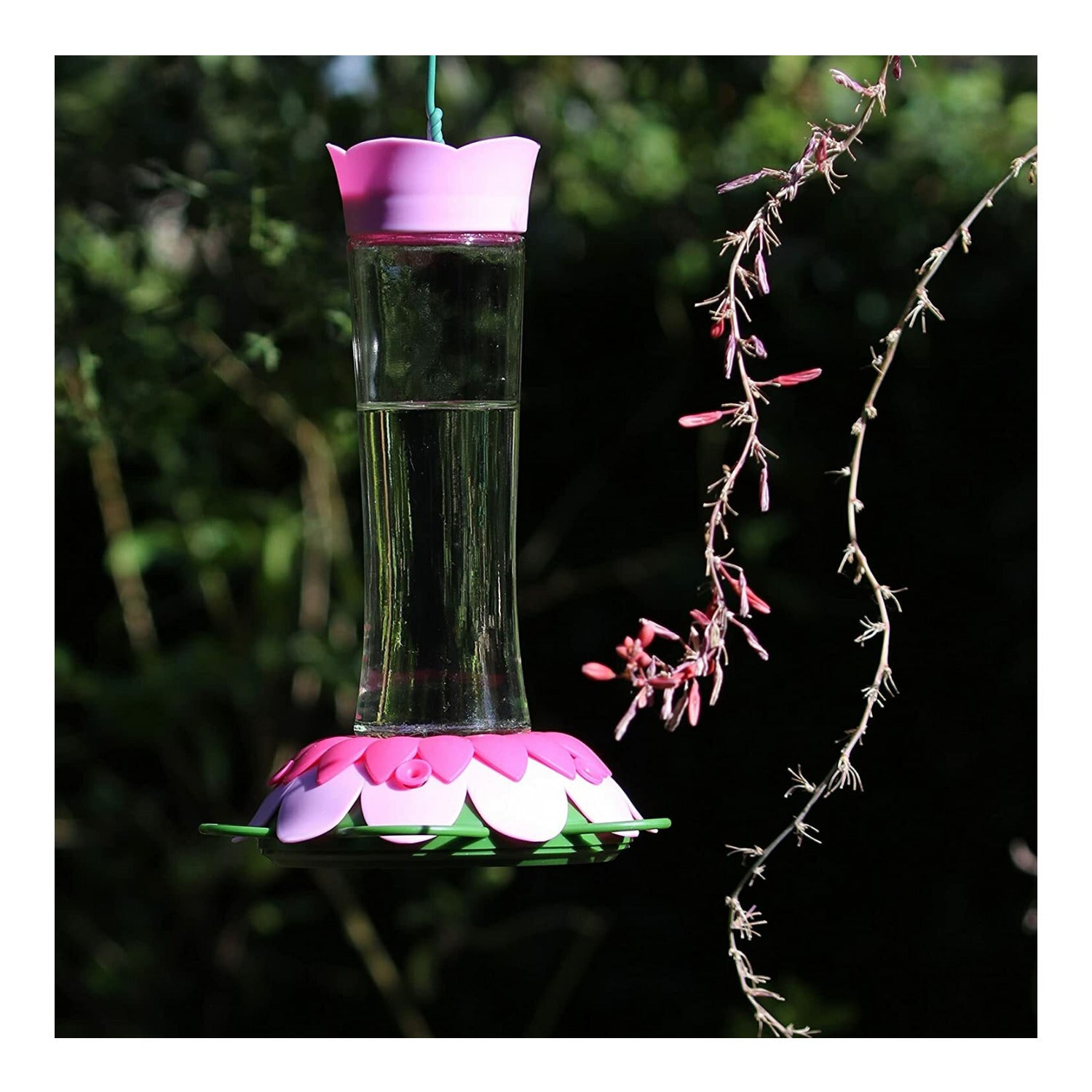 Nature's Way So Real Pink Fuchsia 20 oz Glass Hummingbird Feeder