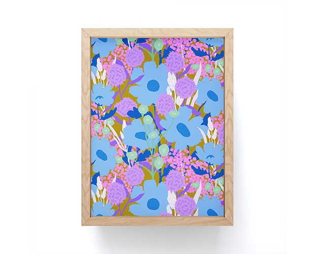 Sewzinski Blue Wildflowers Framed Mini Art Print Society6