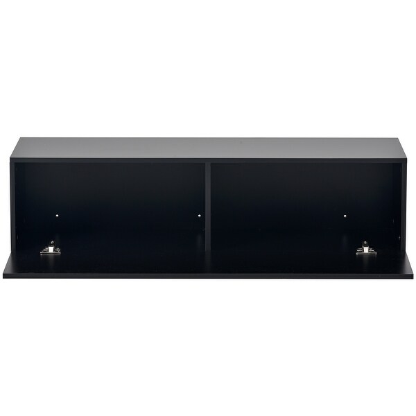 Modern Black Wall Mount Floating TV Stand with Four Cabinets