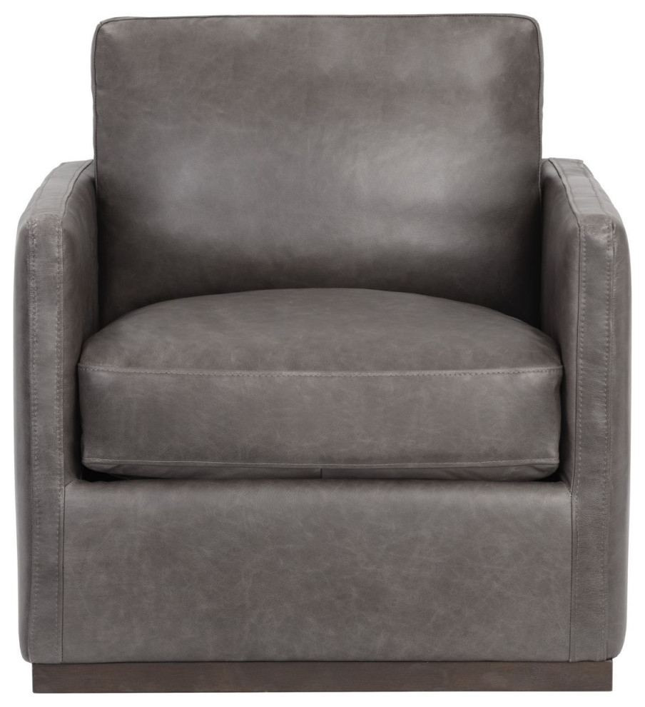 Sunpan 5West Portman Swivel Lounge Chair   Marseille Concrete Leather   Contemporary   Armchairs And Accent Chairs   by Unlimited Furniture Group  Houzz