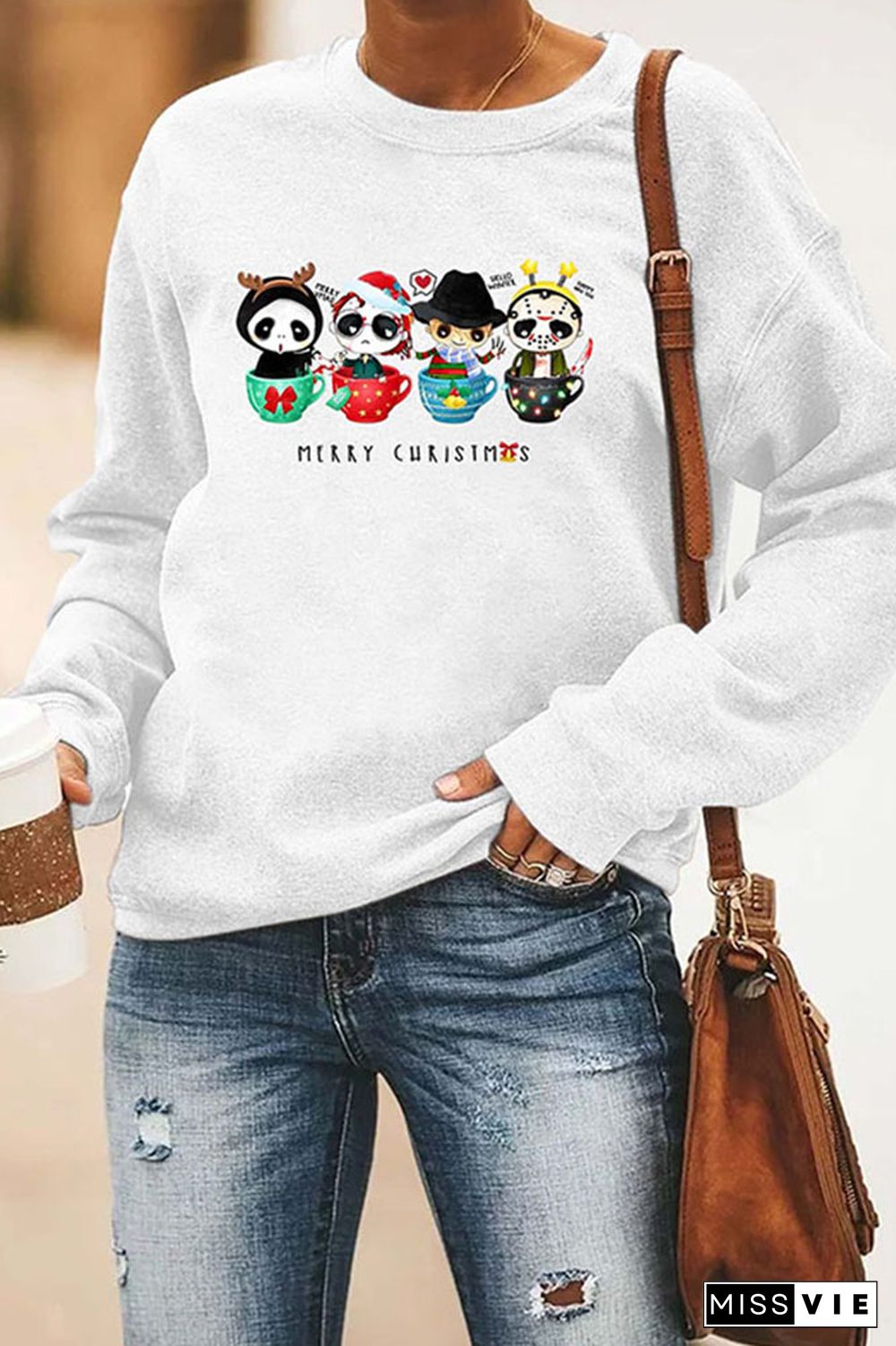 Horror Movie Characters Merry Christmas Classic Crew Sweatshirt Wholesale