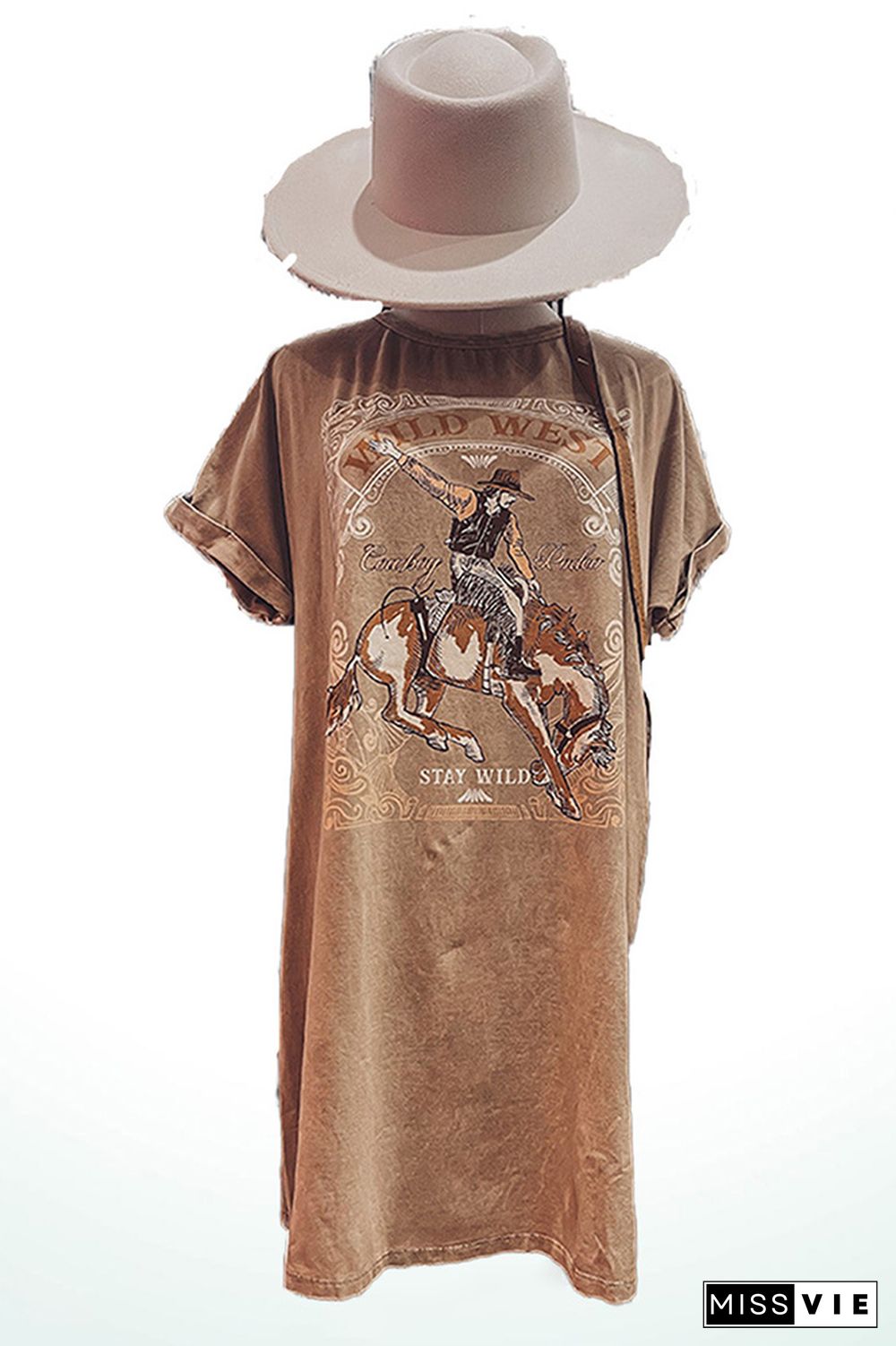 Stay Wild Western Print T-Shirt Dress