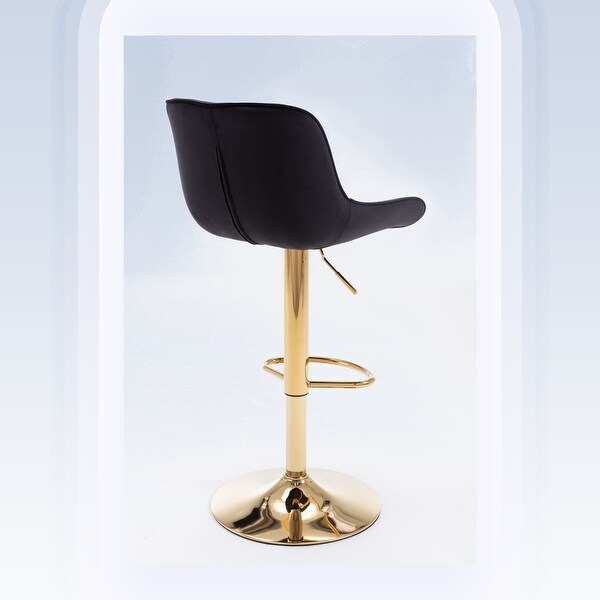 Modern Velvet Adjustable Bar Stools With Golden Base