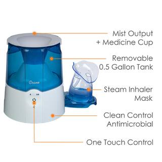 Crane 0.5 Gal. 2-in-1 Warm Mist Humidifier  Personal Steam Inhaler for Small to Medium Rooms up to 250 sq. ft. EE-5202