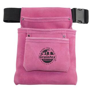 Graintex 3-Pocket Nail and Tool Pouch with Pink Suede Leather Belt SS2033