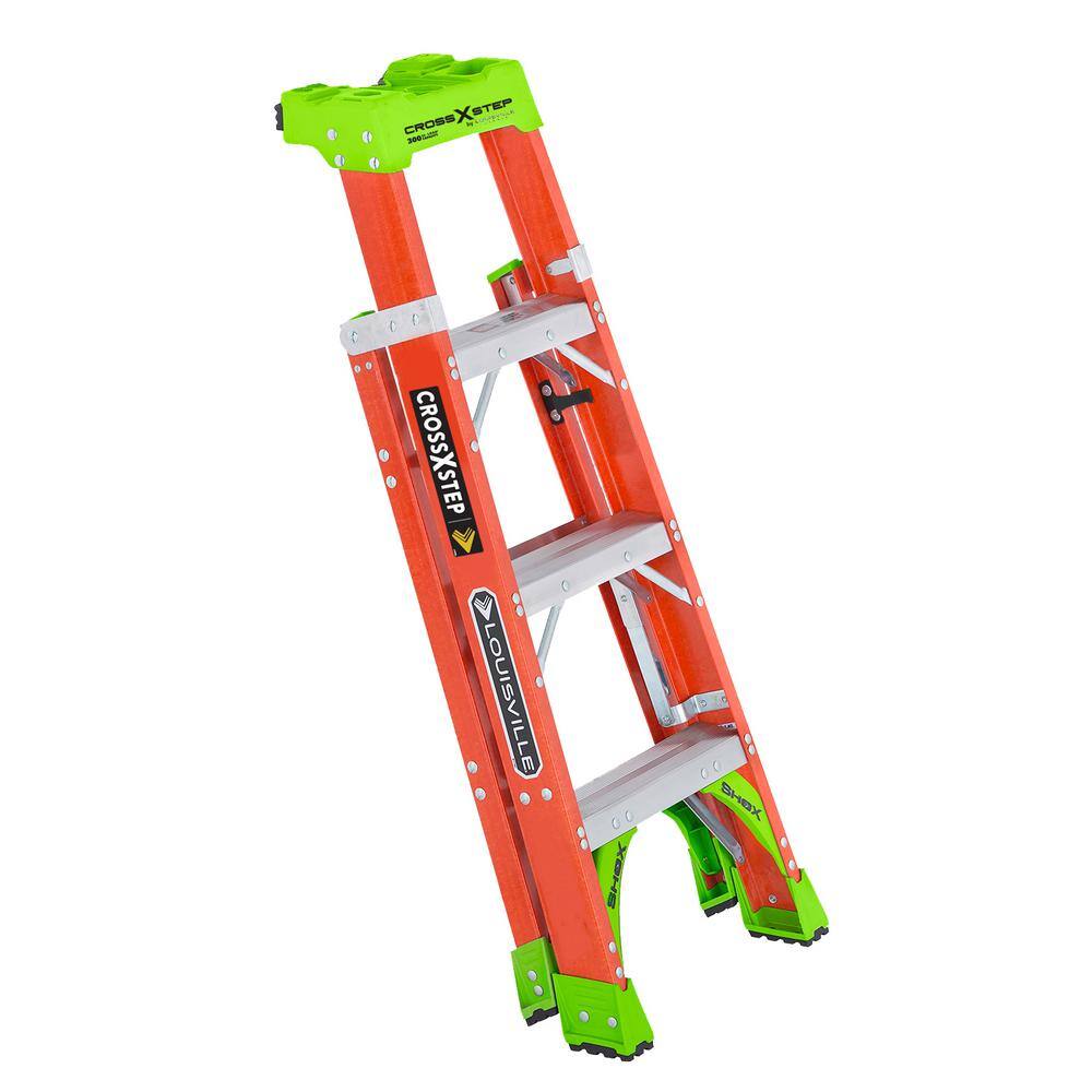 Louisville Ladder 4 ft. Fiberglass Cross Step Ladder 300 lbs. Load Capacity Type IA Duty Rating FXS1504