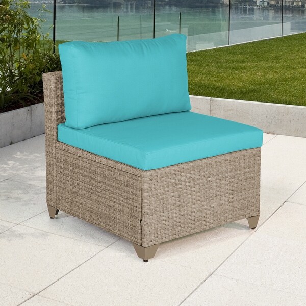 Maui Outdoor Armless Sofa in Natural Aged Wicker