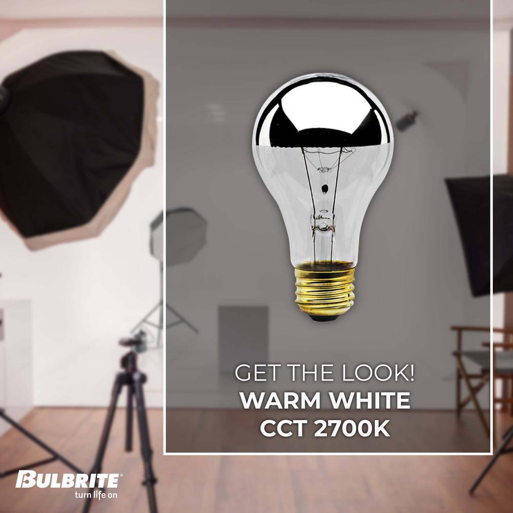 Bulbrite 60-Watt A19 incandescent Light Bulb Medium Base (E26) Half Chrome 2700K (4-pack) 861265