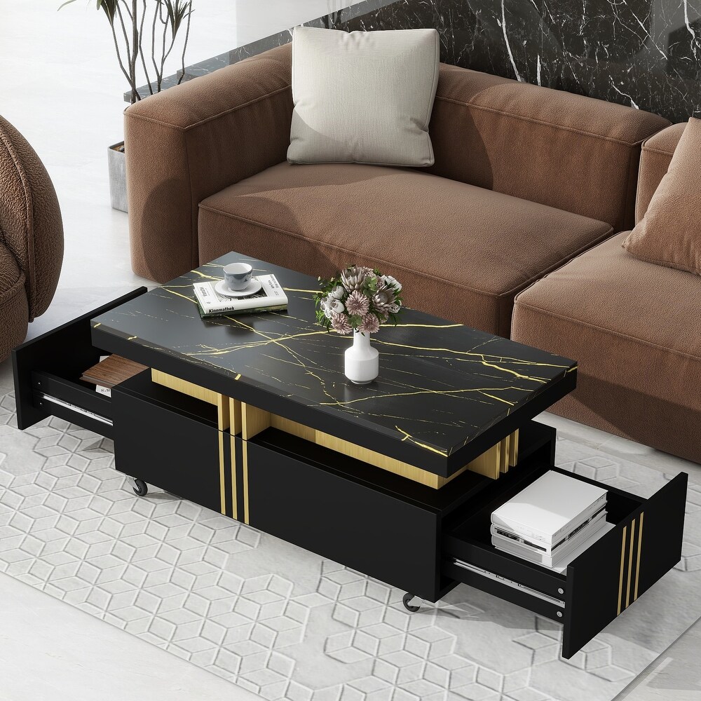 Contemporary Coffee Table with Faux Marble Top