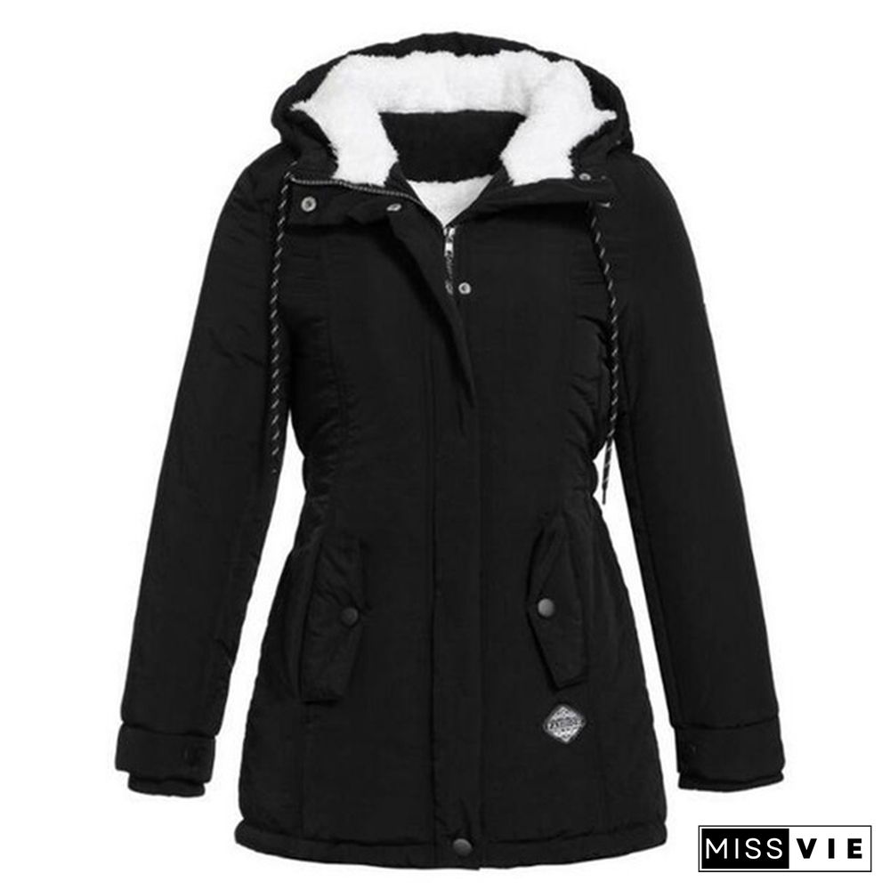 New Autumn and Winter Ladies Fashion Warm Jacket Plus Velvet Padded Cotton Clothing Winter Coat