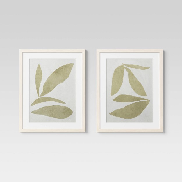 X 20 quot Leaf Framed Wall Art Set Natural